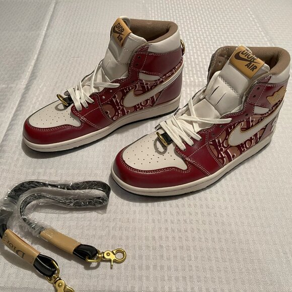 Dior Air Jordan 1 High OG 2020, Wine Red / White / Khaki, Men\'s 7 / Women\'s 8 main image 5